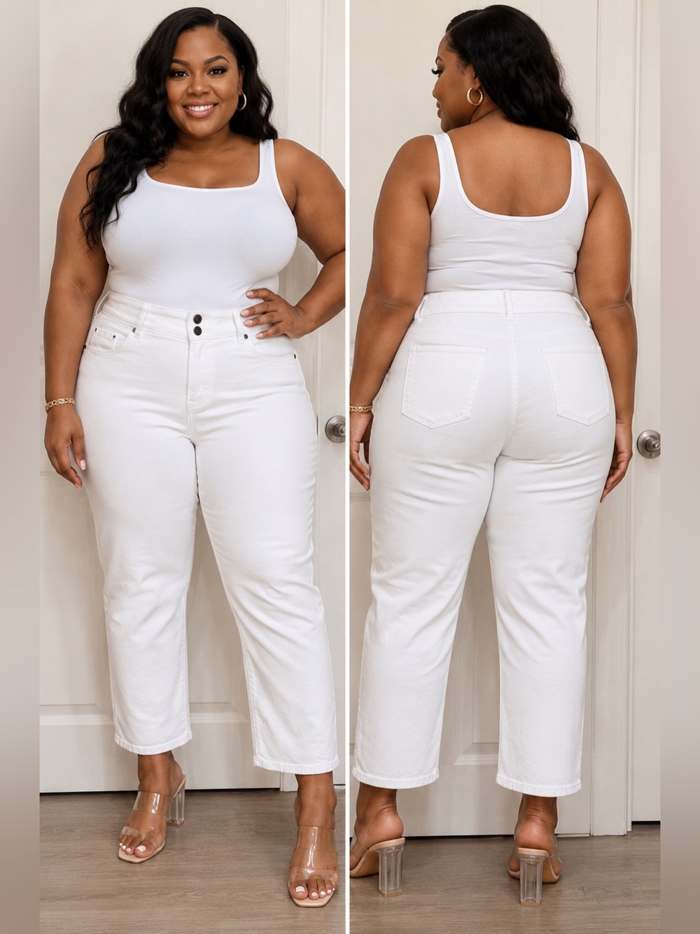 NWT lane Bryant White tighter tummy High-Rise Straight Jeans size 18